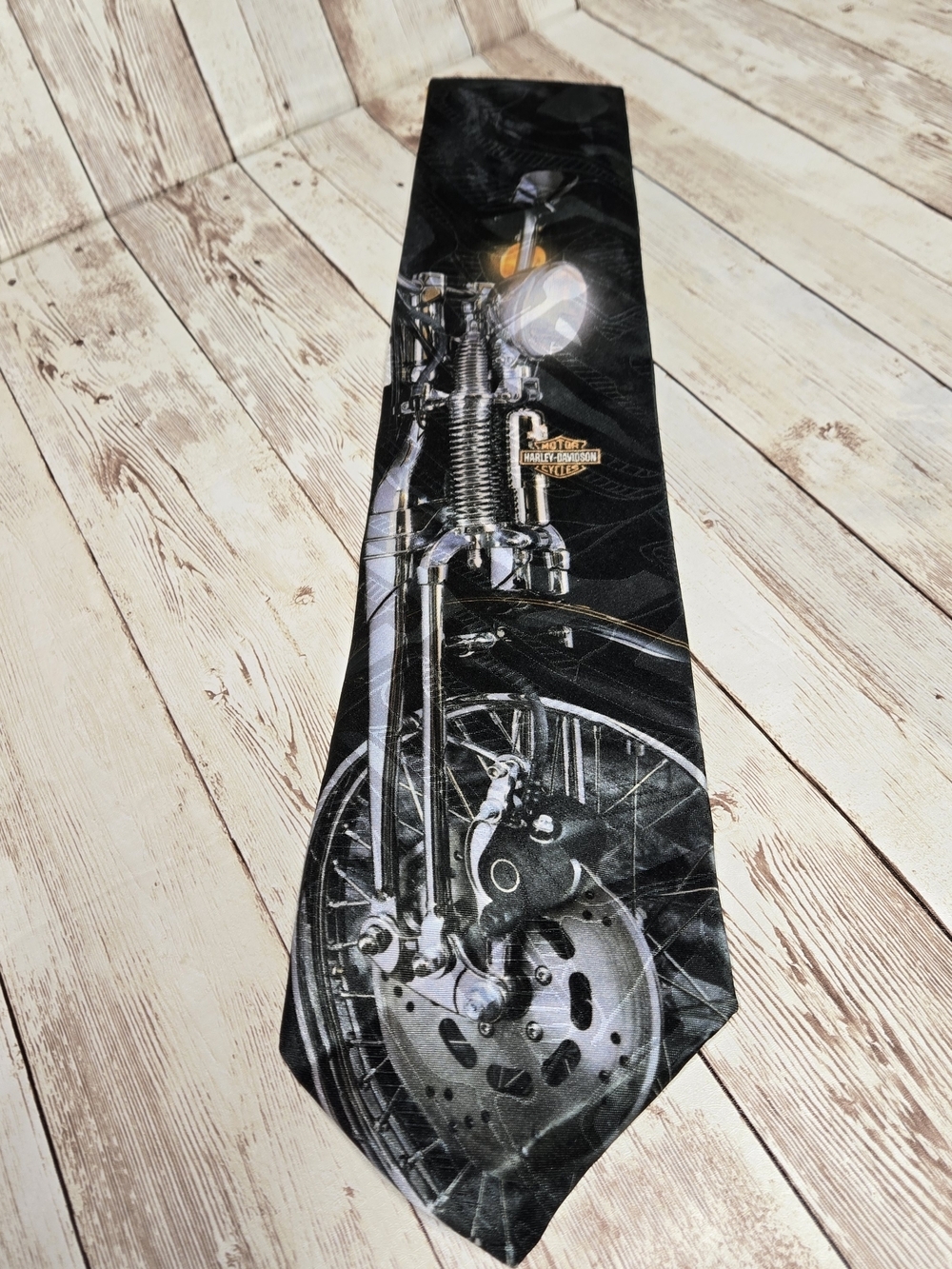 Motorcycle Graphic Black Tie with Harley-Davidson Logo - Picture 2 of 9